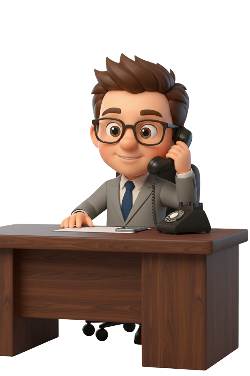 Juri Phone Agent am Schreibtisch mit Telefon